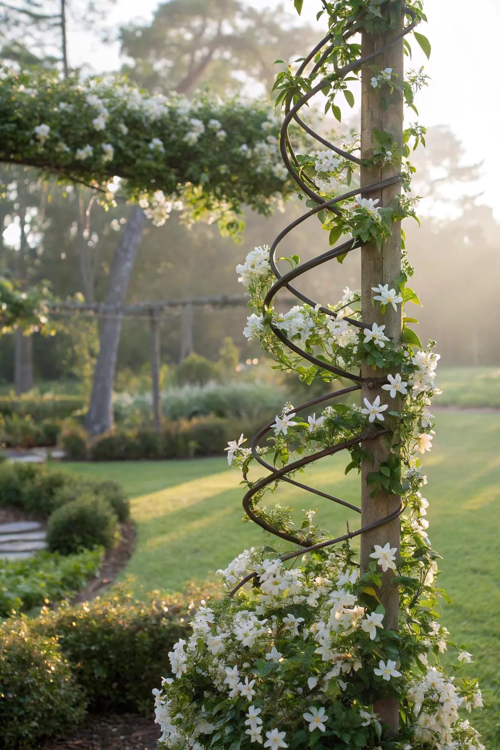 Infuse whimsy into your garden with a winding starflower support.