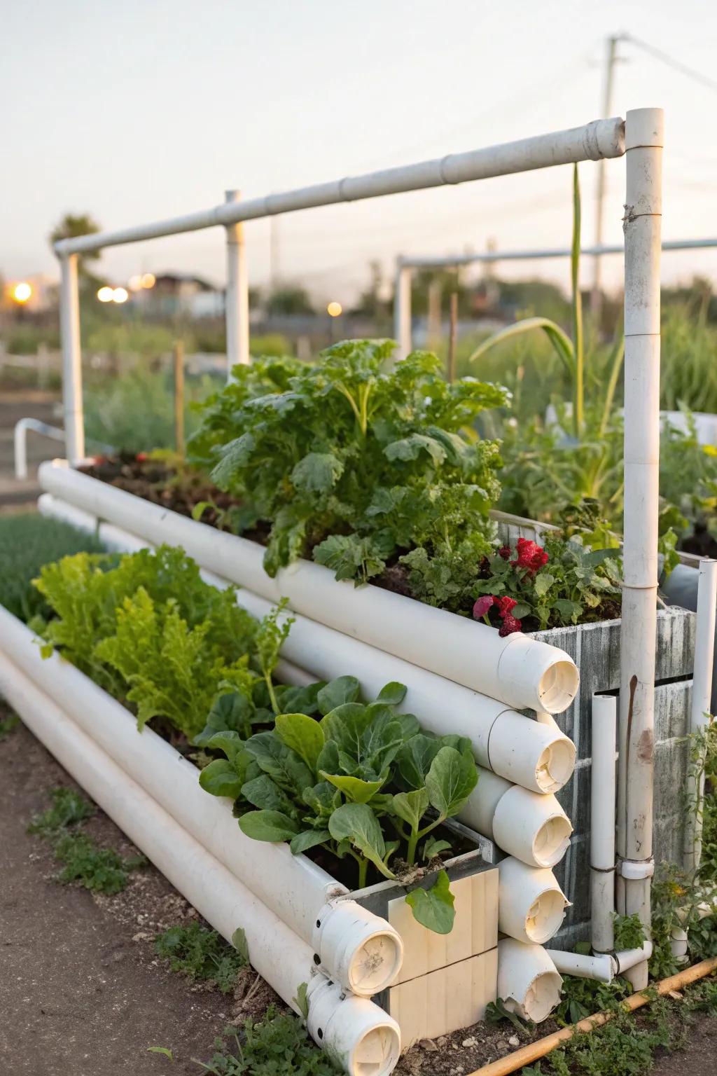 PVC pipes give a bendable and light answer for raised beds.