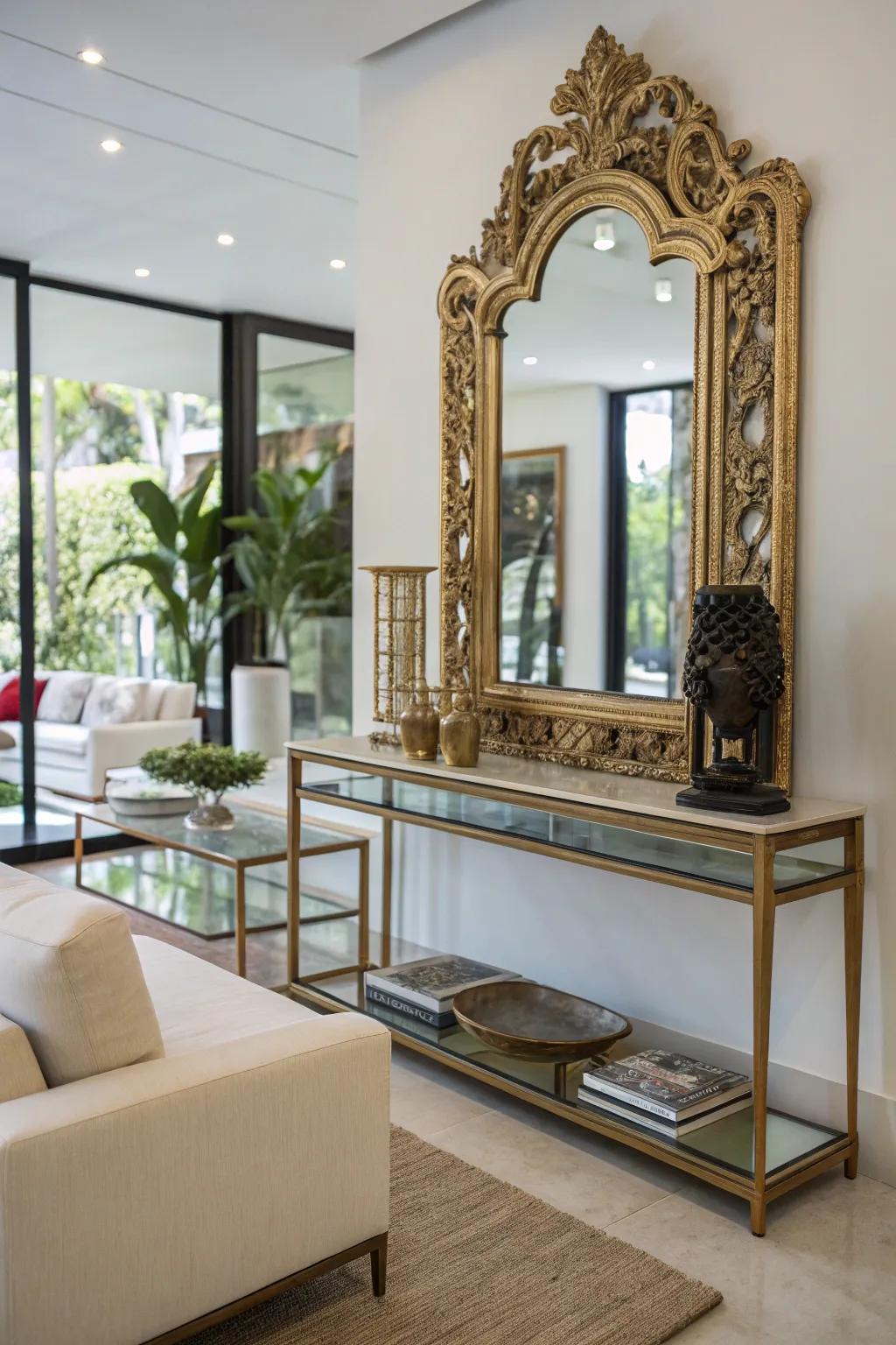 This retro mirror gives modern décor character and charm.