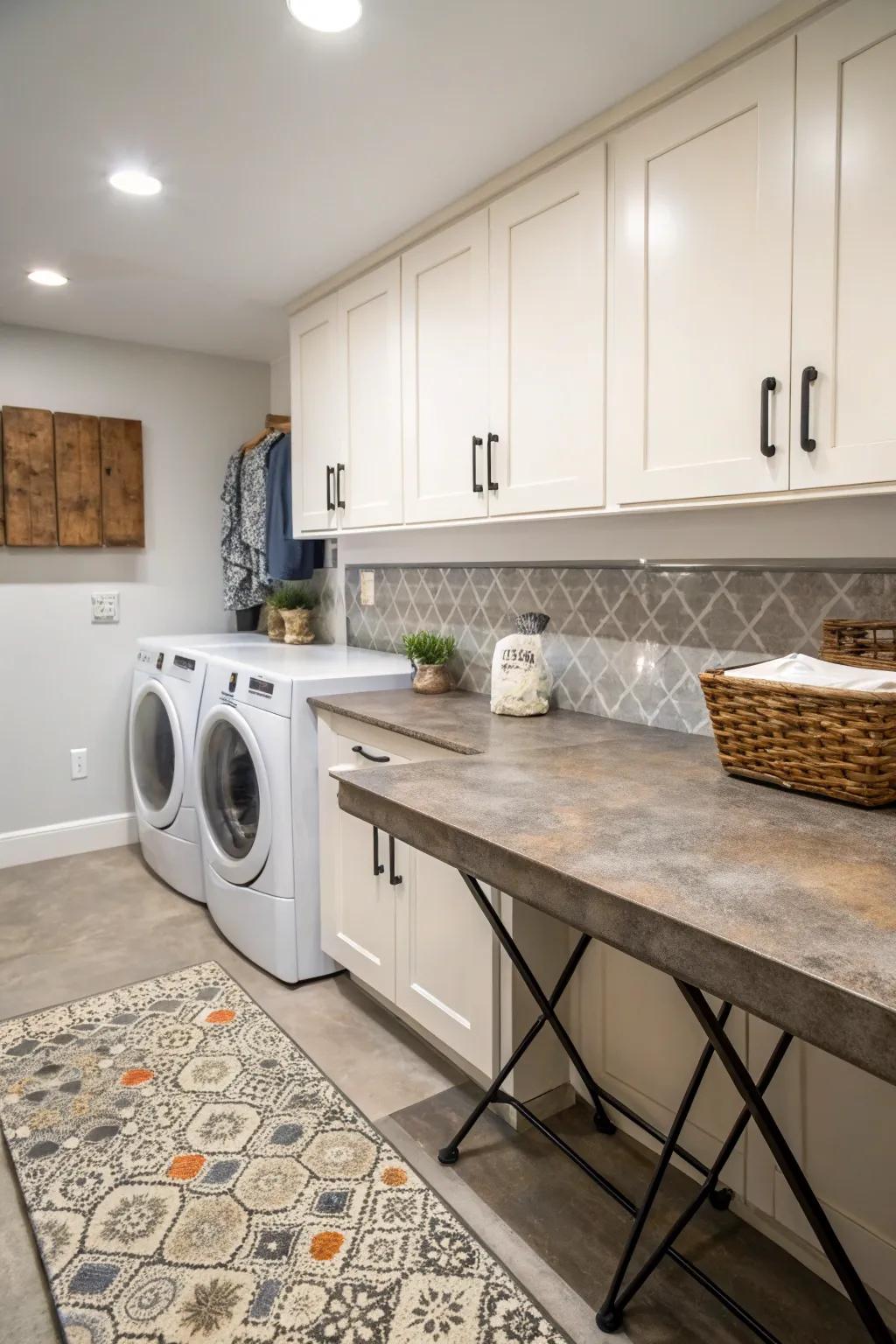 Custom-stained concrete offers a personalized touch.