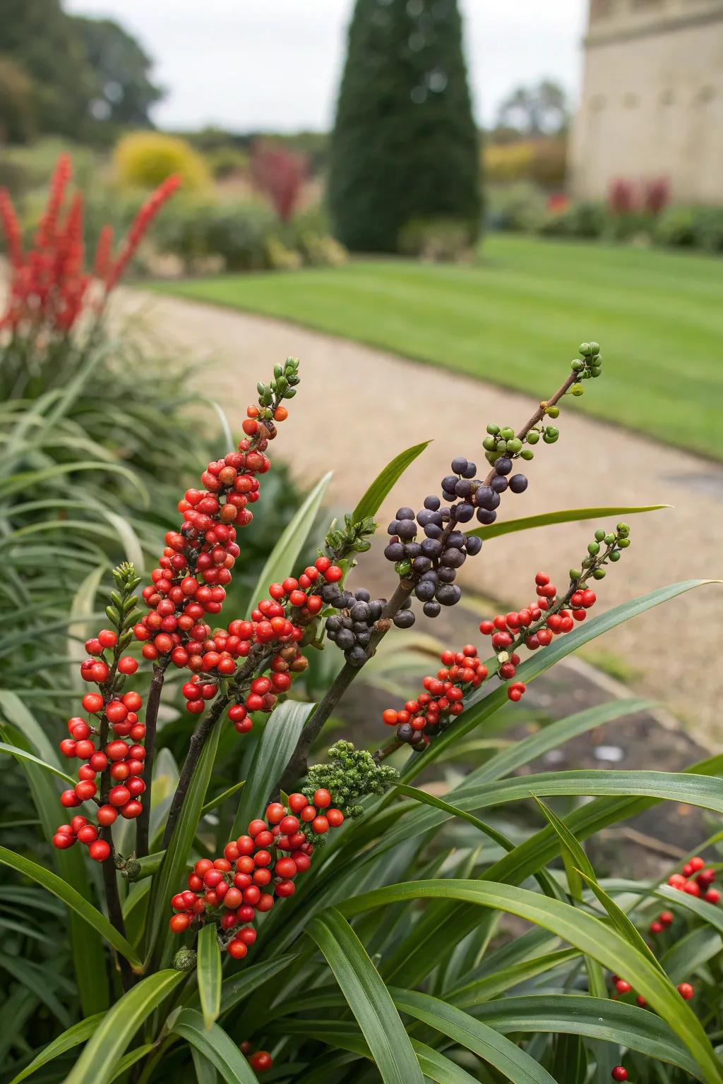 Multi-seasonal allure with ribbon grass, highlighting its year-long splendor.