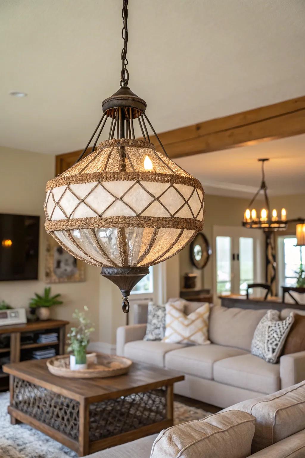 An eclectic mix of materials creates unique and personal lighting.