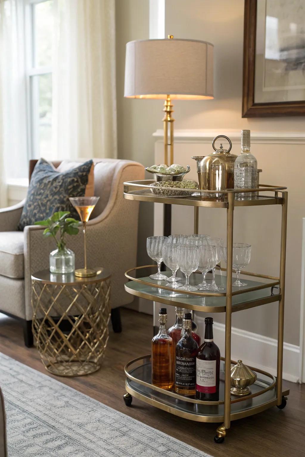 A corner bar makes entertaining easy and elegant.