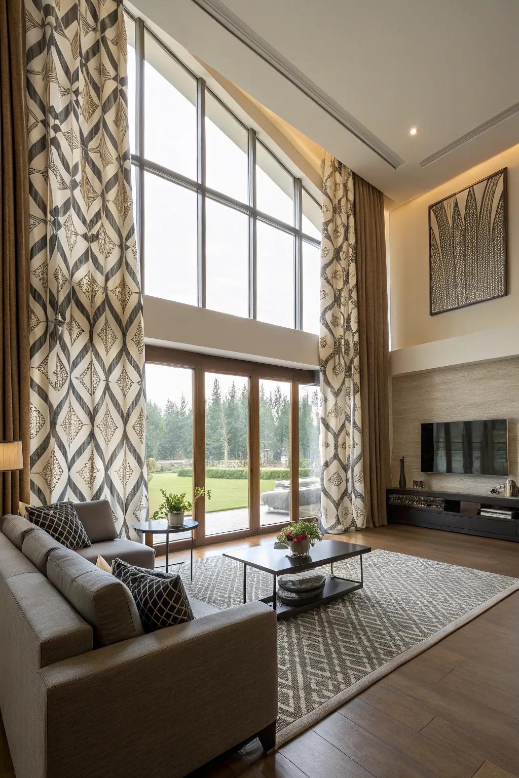 Unbalanced draping adds a creative spin to covering styling.