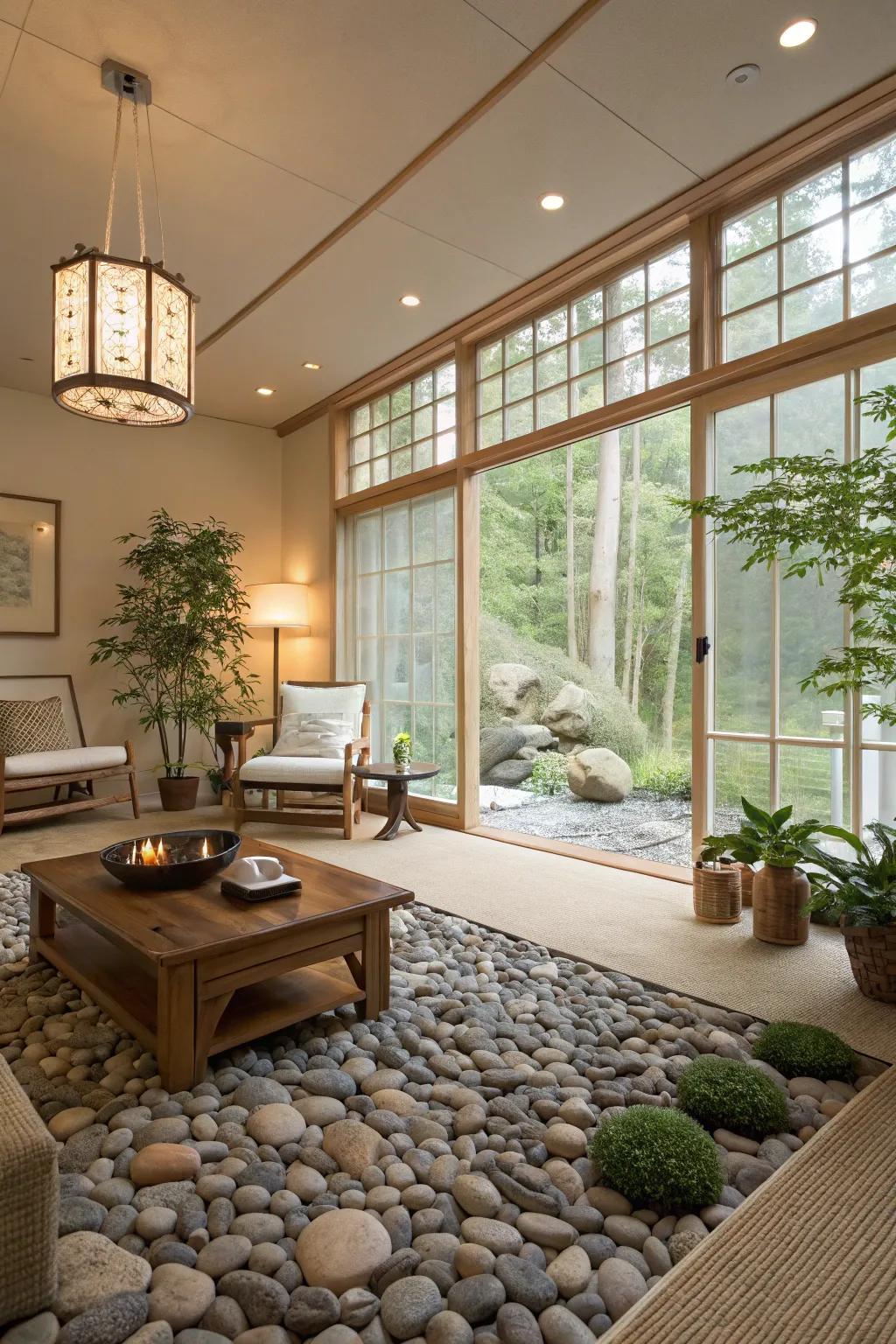 Stone tilework introduces a natural, spa-like feel to your living space.