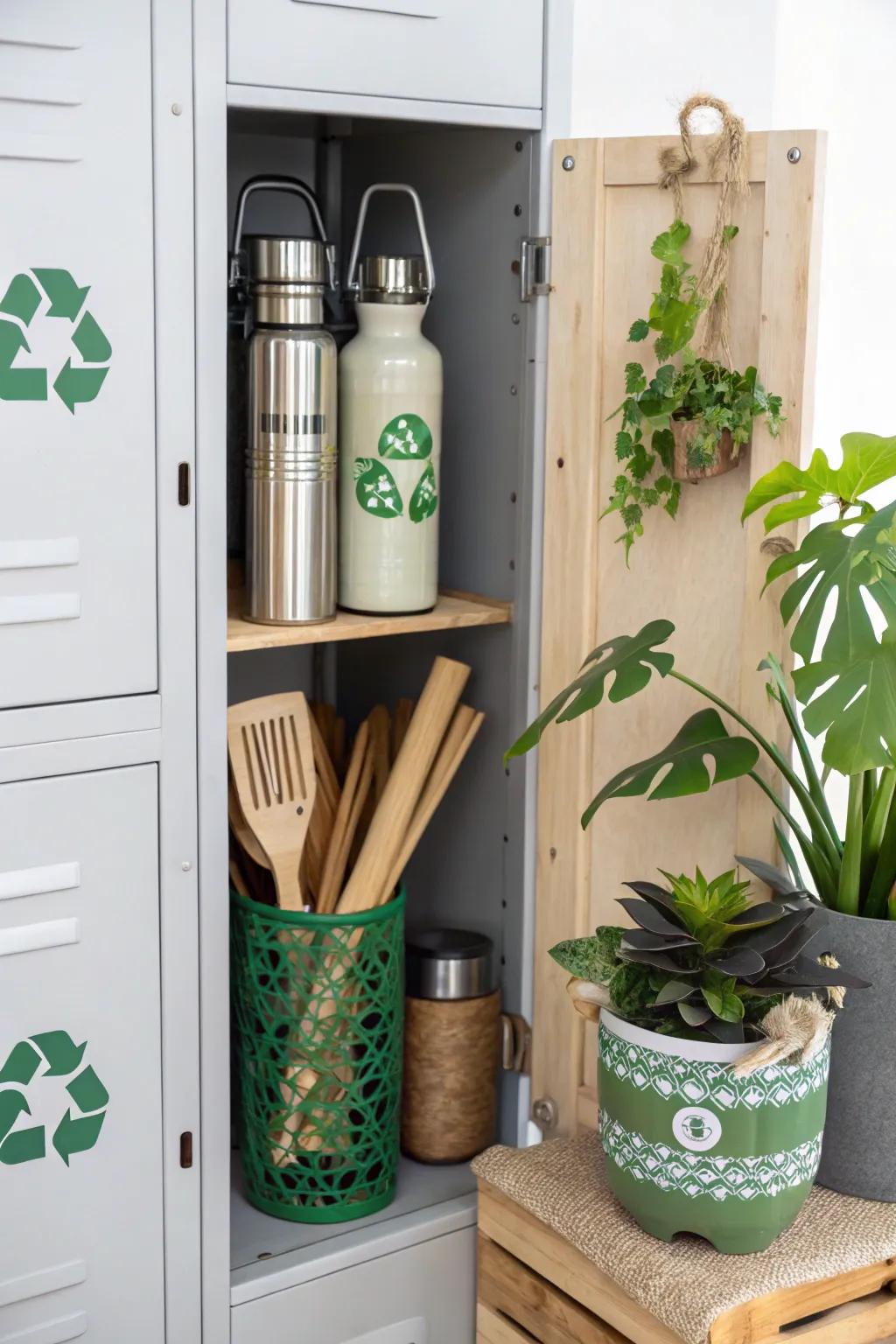 Opt for eco-conscious design for an elegant and sustainable locker.