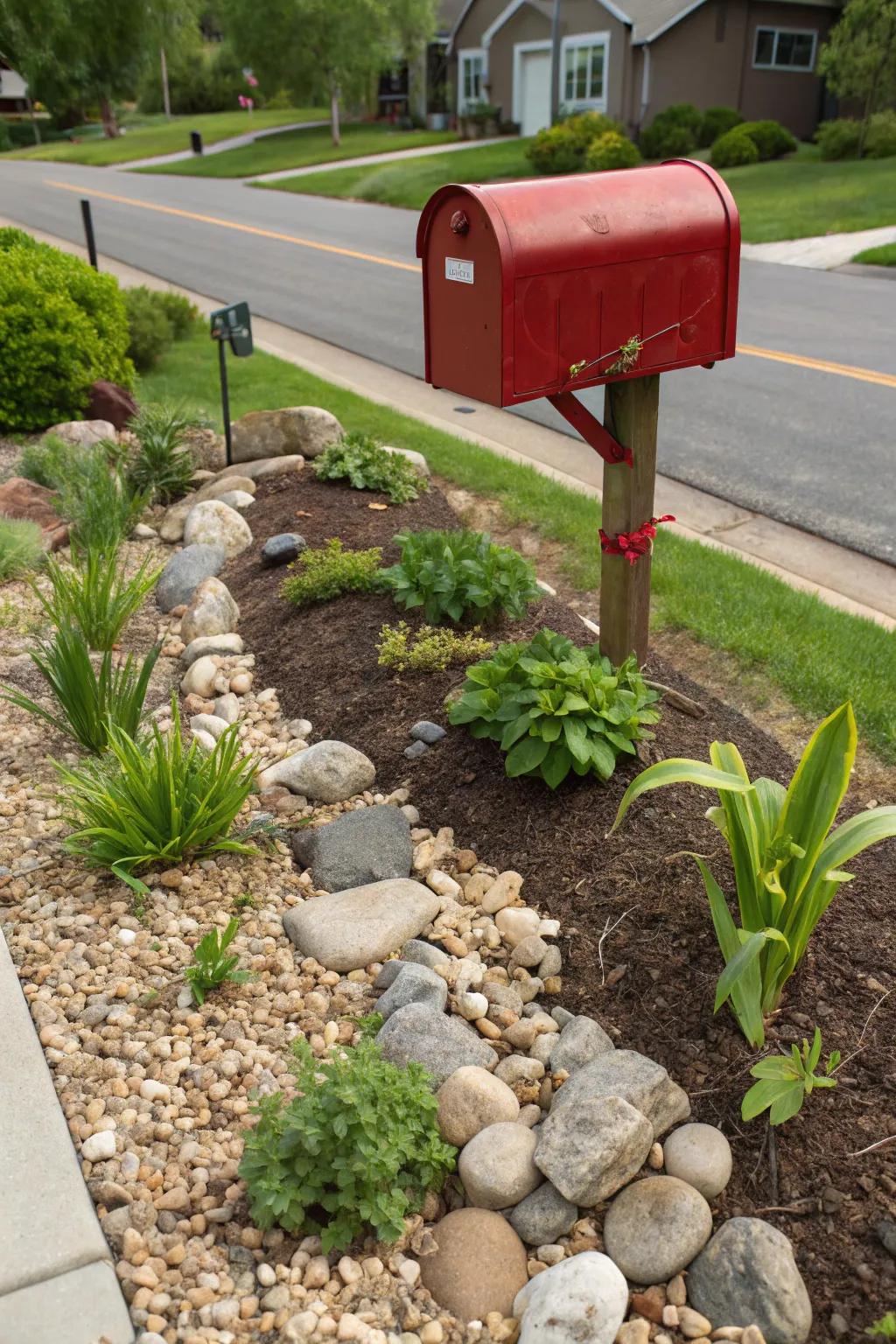 Stone mulching extends a sustainable and hydration-conserving landscaping avenue.