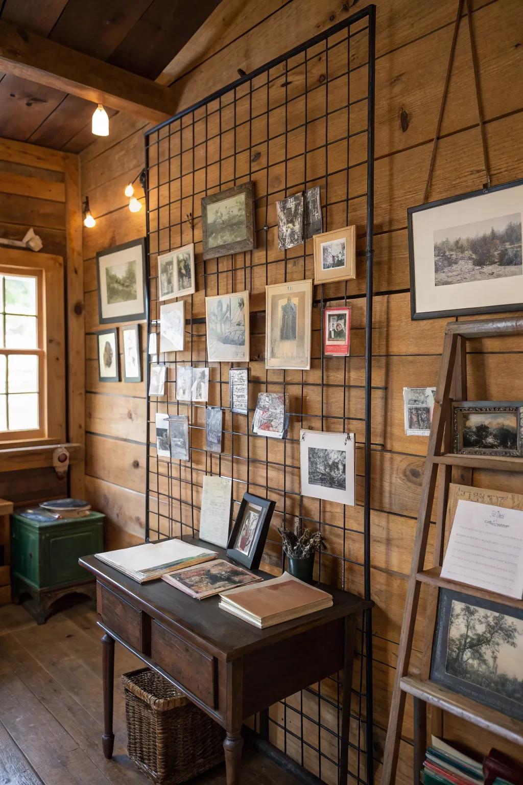 Iron grate picture display for a personal element.
