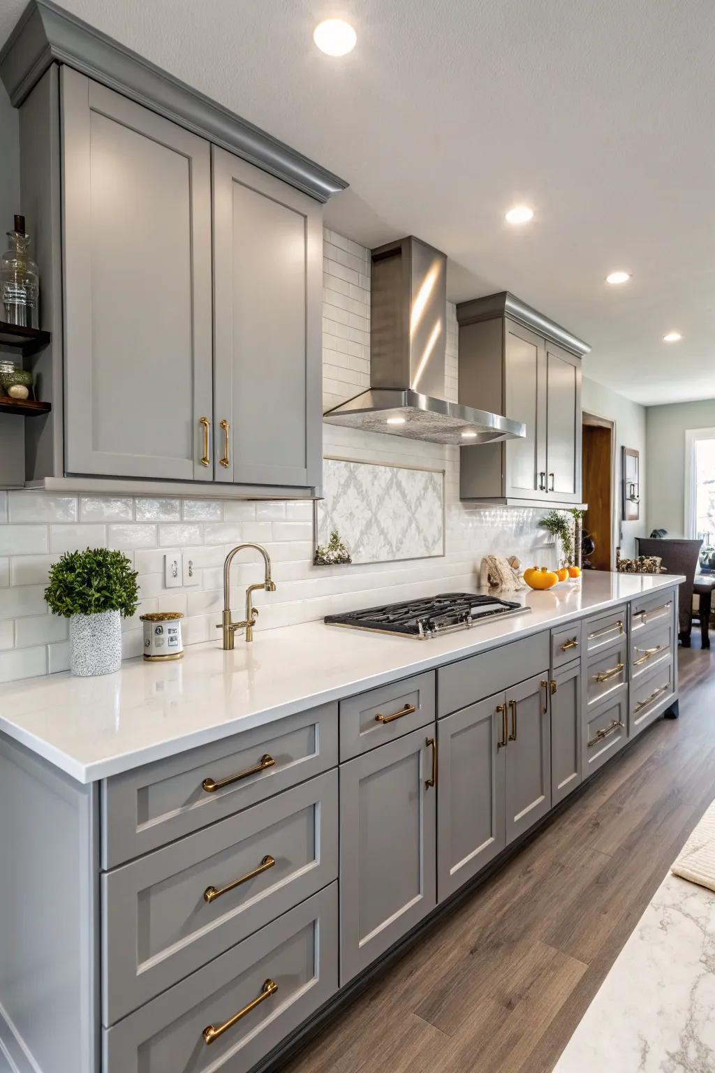 Embrace refinement with a grey and white combination.