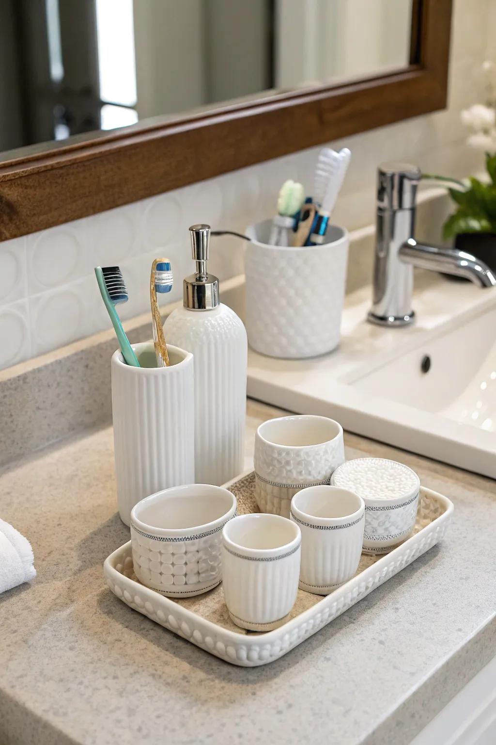 Porcelain accessories add traditional fascination.
