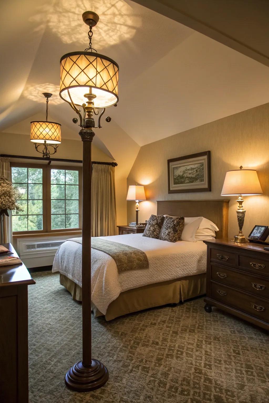 Layered illumination accounts for versatile ambiance control.