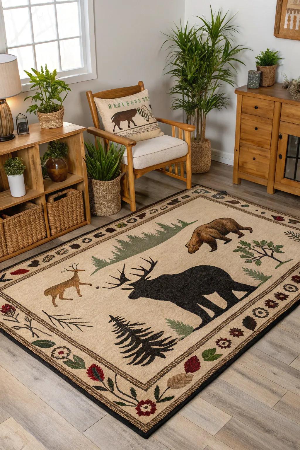 Wildlife-motif floor coverings introduce warmth and adventure to your floors.