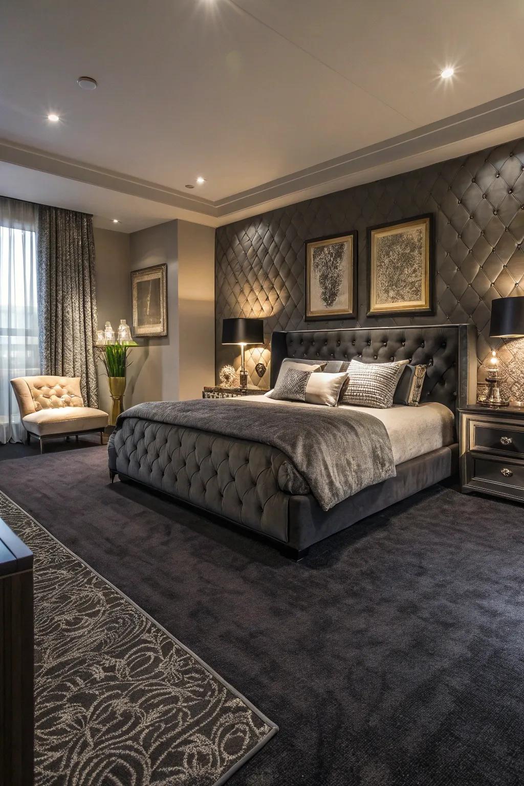 Charcoal carpets deliver depth and drama with sophistication.