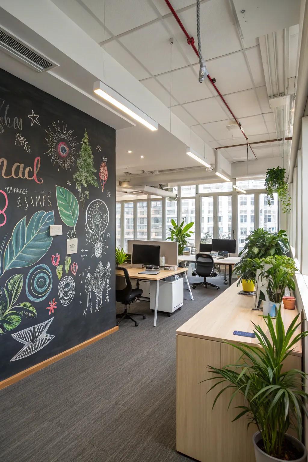 Give your space a new feel with a chalkboard art gallery.