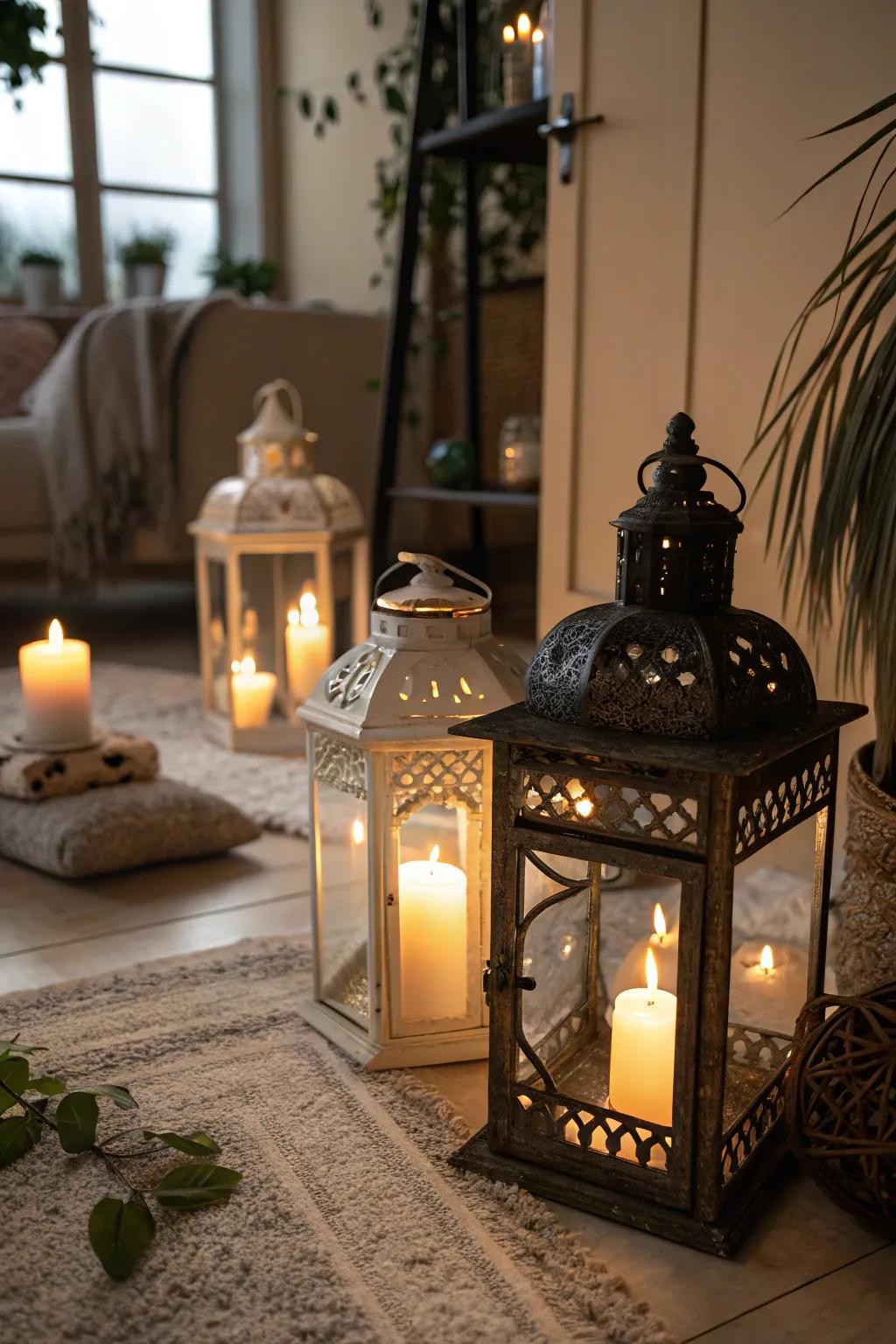 Vintage lanterns fashion a magical and mystical holiday radiance.