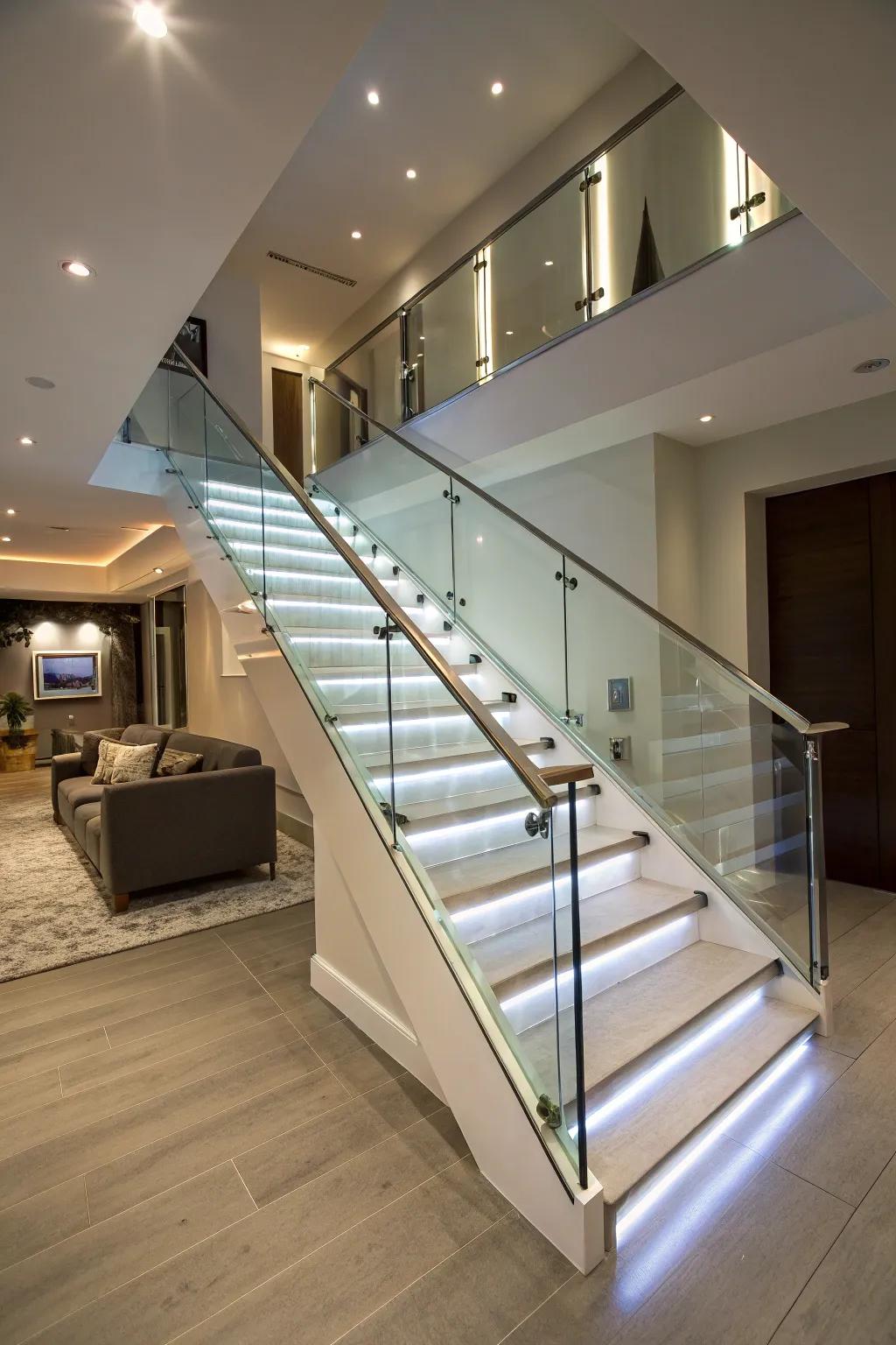 Acrylic railings provide a modern and futuristic aesthetic.
