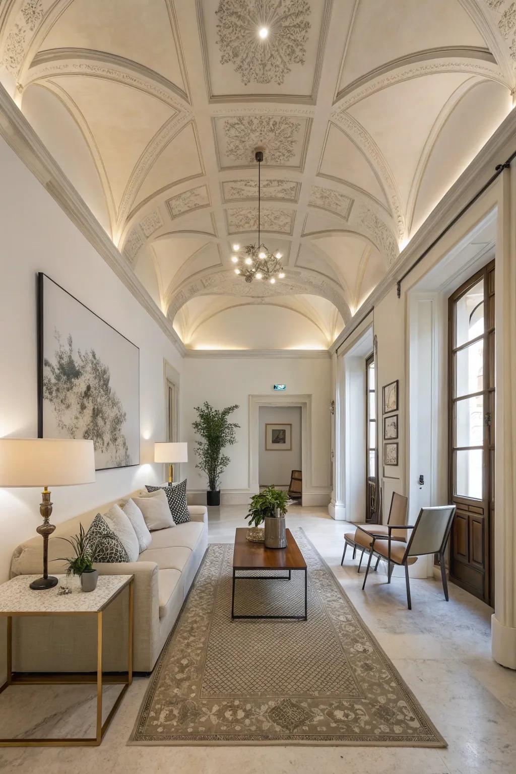 A contemporary space showcasing a minimalist ceiling blueprint for a hint of elegance.