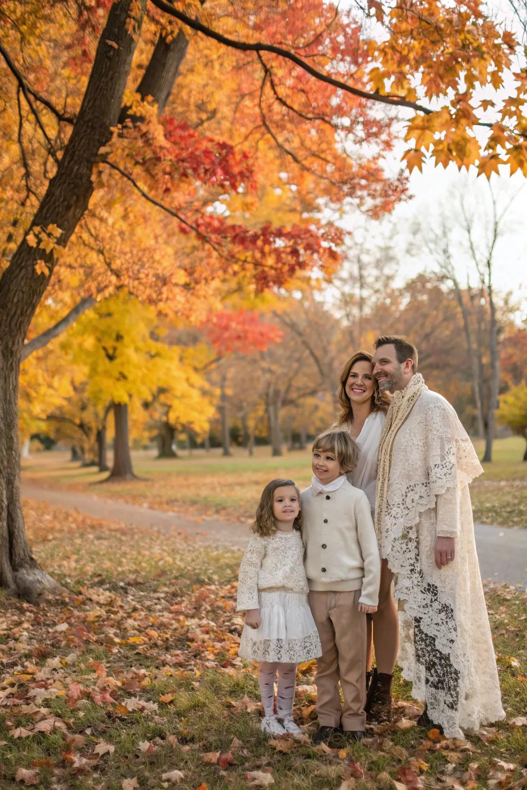 Lace adds a loving and elegant touch to autumnal family images.