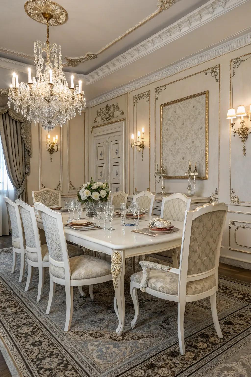 Old white paint adds beauty to your dining table.