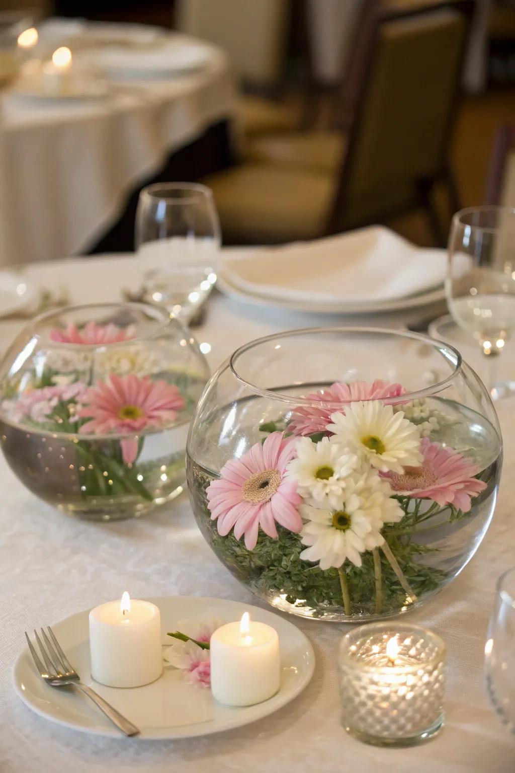A dreamy centerpiece featuring weightless flowers.