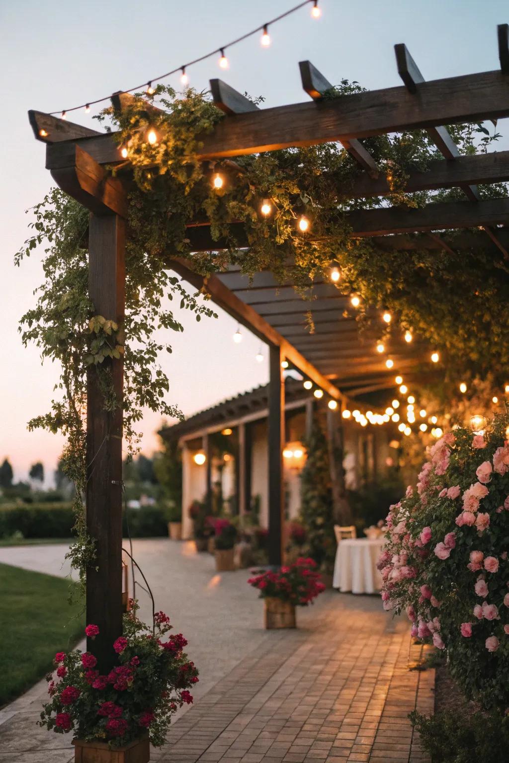 An overhead veil paired with layered illumination sparks closeness.