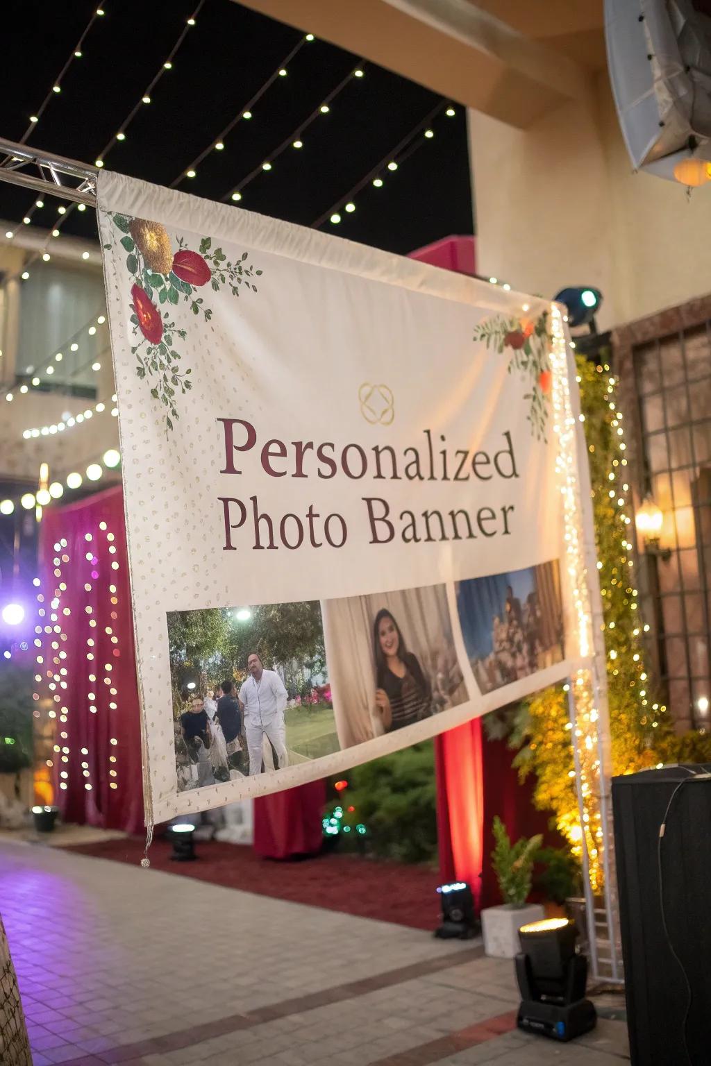 A personalized message banner with custom text and photos.