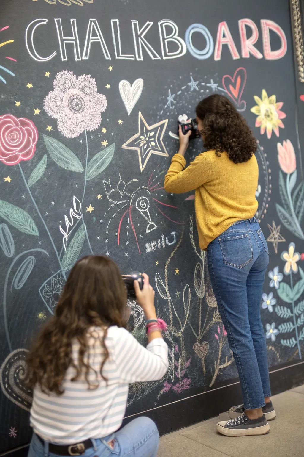 Creative with a chalkboard backdrop.