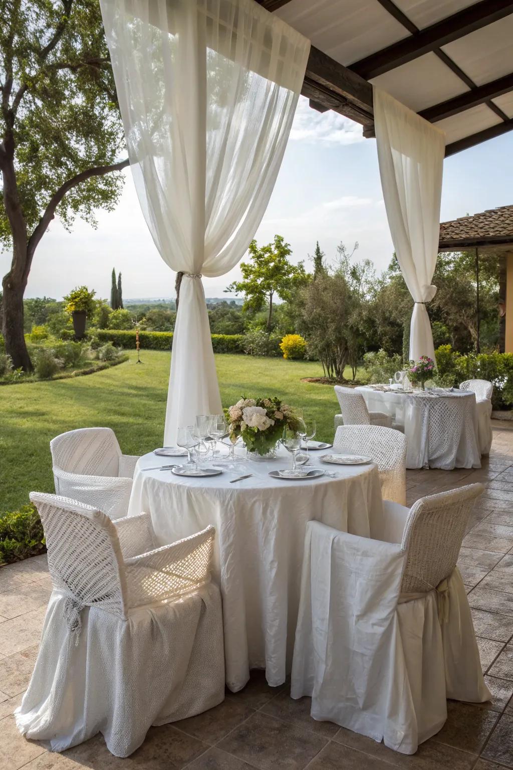 Maintain your patio stylish and safeguarded with cloth covers.