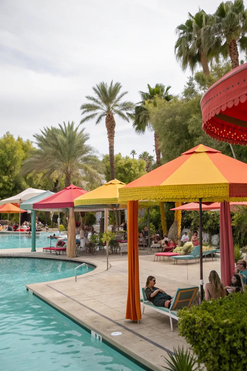 A pop of color adding energy and vibrancy to poolside shading.