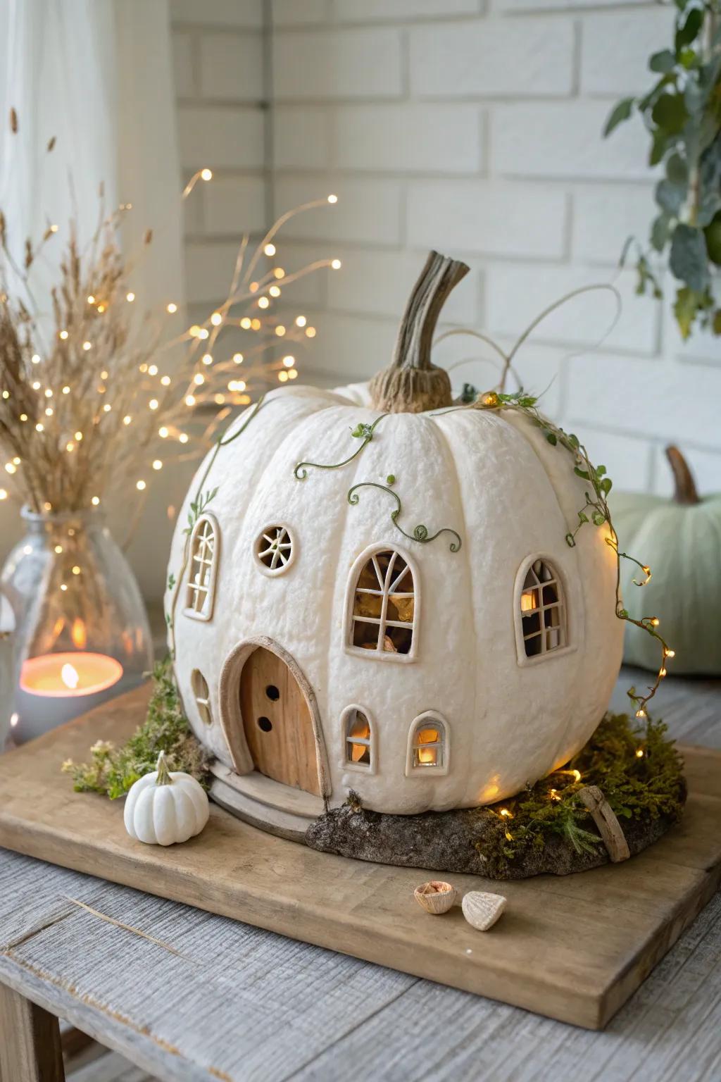 Uncover the sorcery within this enchanting pumpkin pixie residence with concealed alcoves!