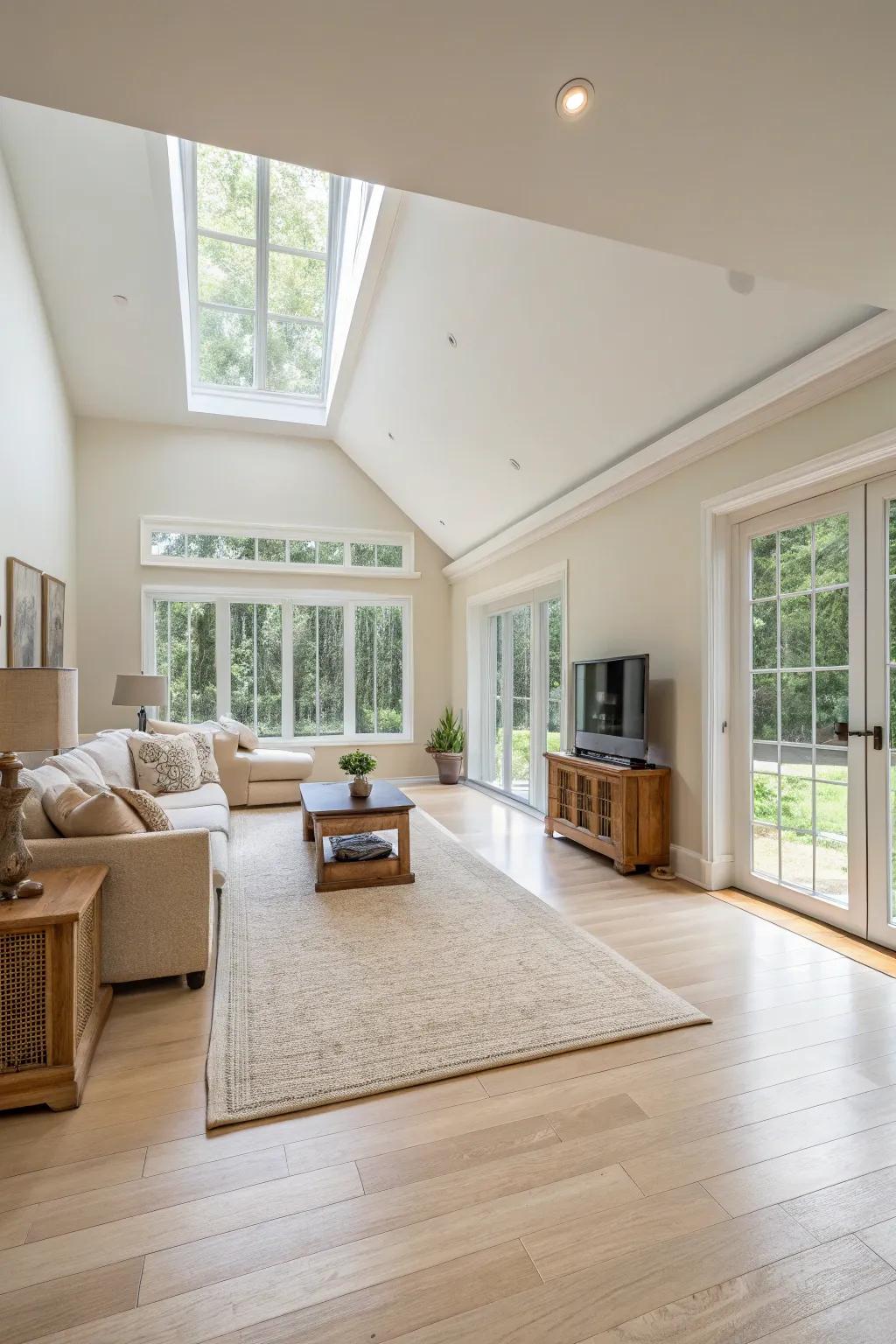 Light floors craft a bright, expansive impression.