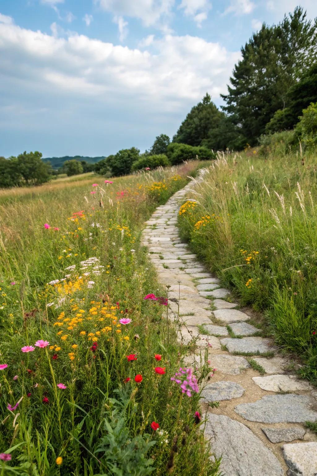 Wild growth brings color and wildlife to garden borders.