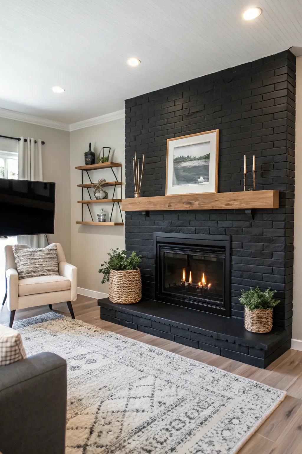 Charcoal brick makes a bold, modern statement.