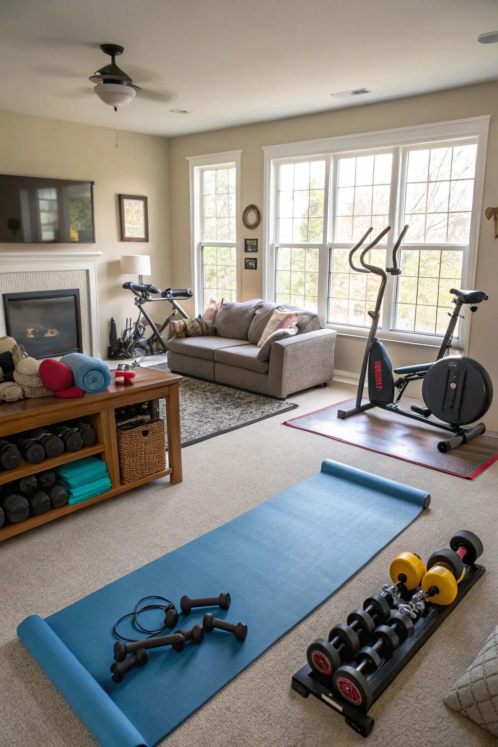 Conceive a personal fitness zone within your living space.