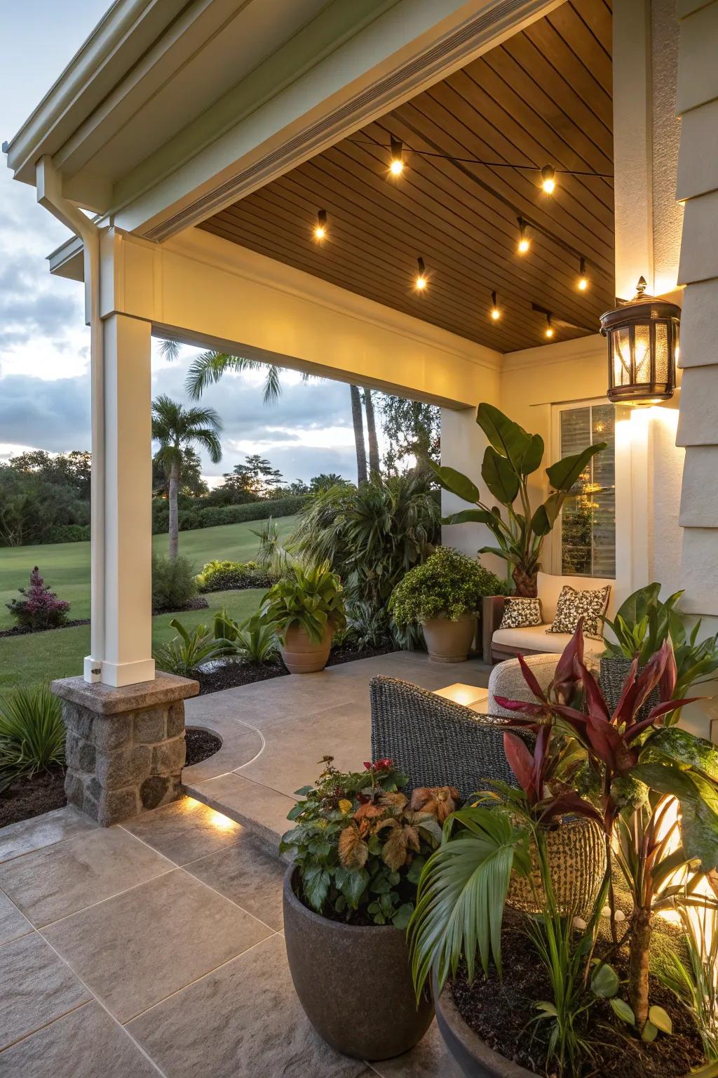 Highlight your lanai's best features with strategic accent lighting.