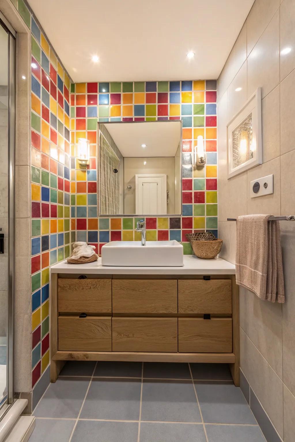 A colorful backsplash will add character and brightness.