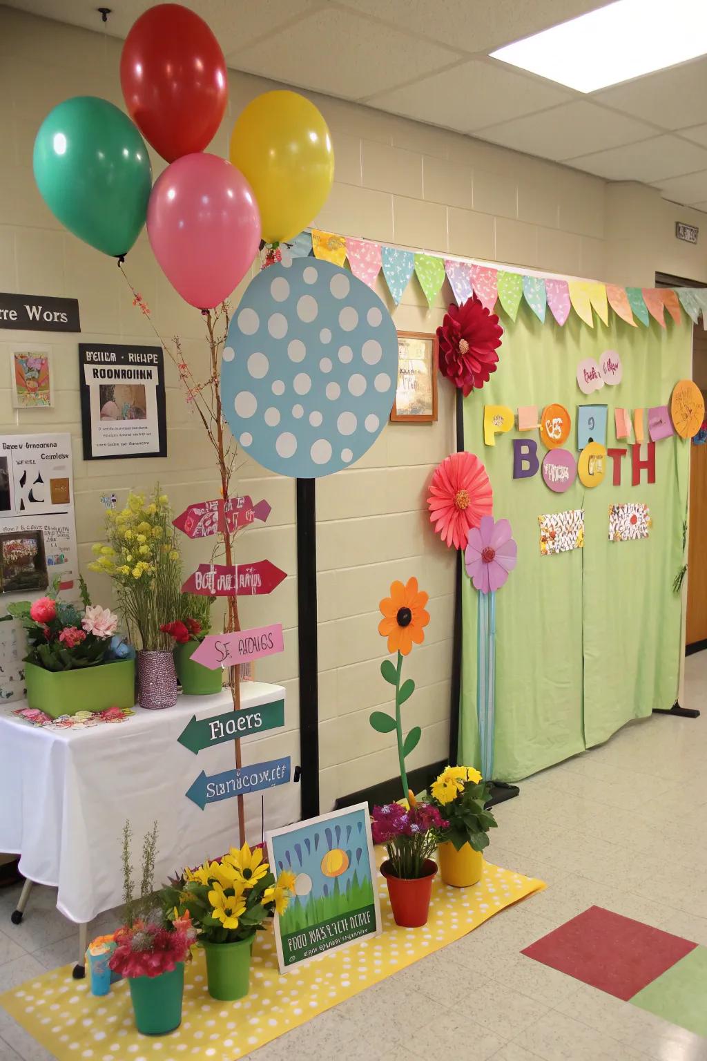 A spring-themed image corner in the office for team snapshots.