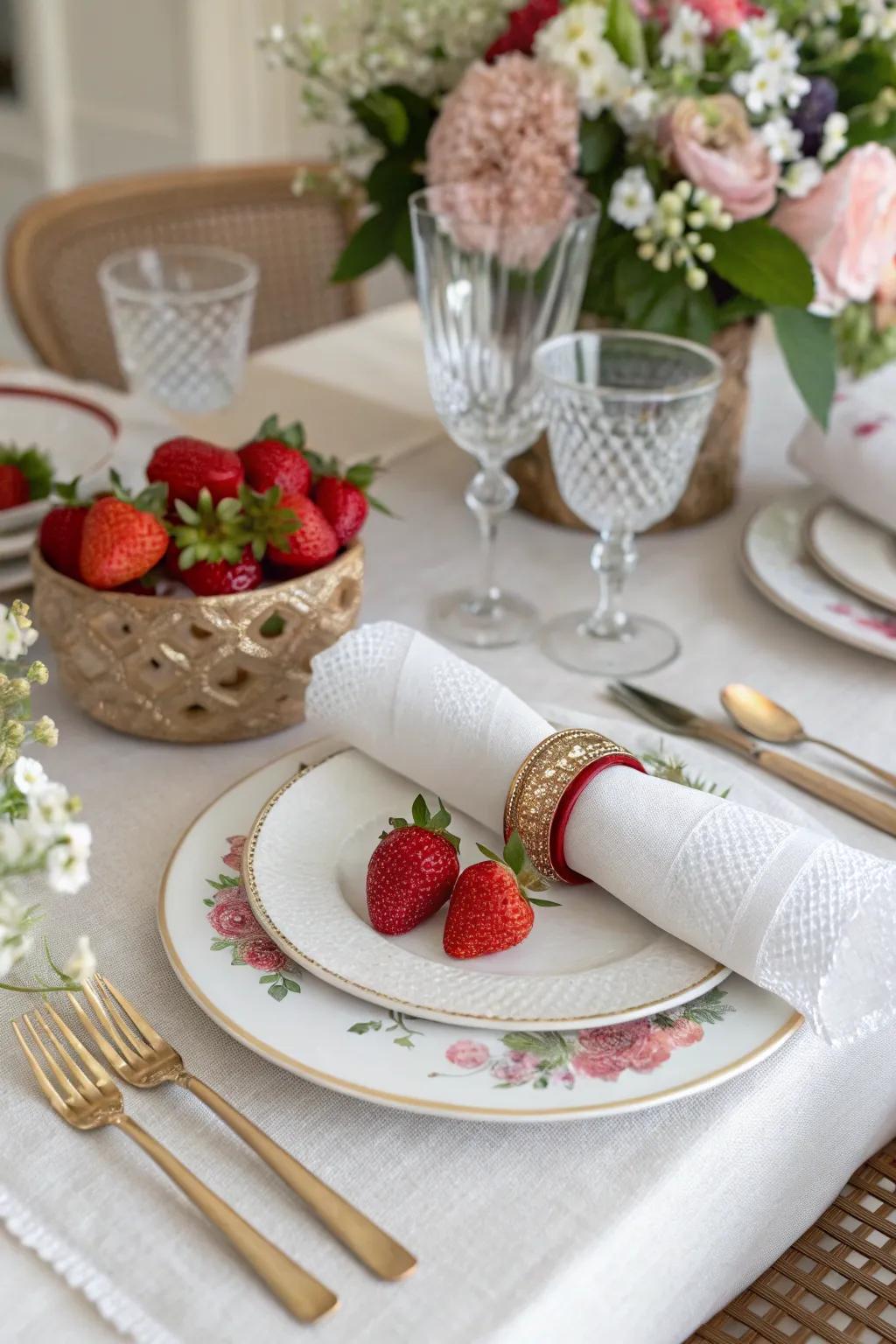 Playful bandings adding a whimsical touch to the table design.
