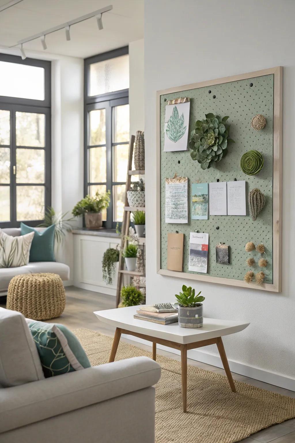 A succulent-influenced tone palette fashions visual harmony.