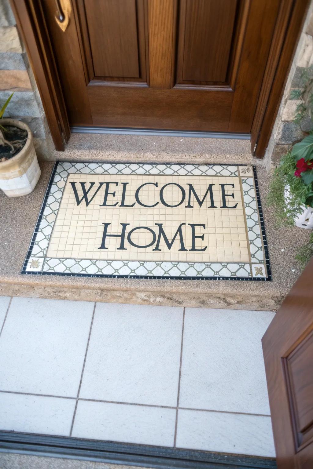 Inspire positivity with worded floor covering designs.