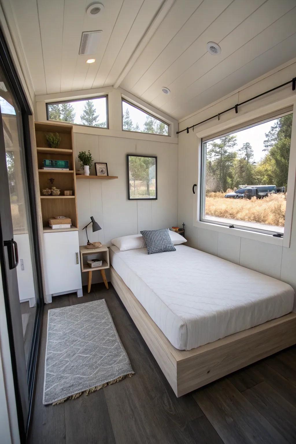 A mattress on the floor creating a simple and spacious bedroom vibe.