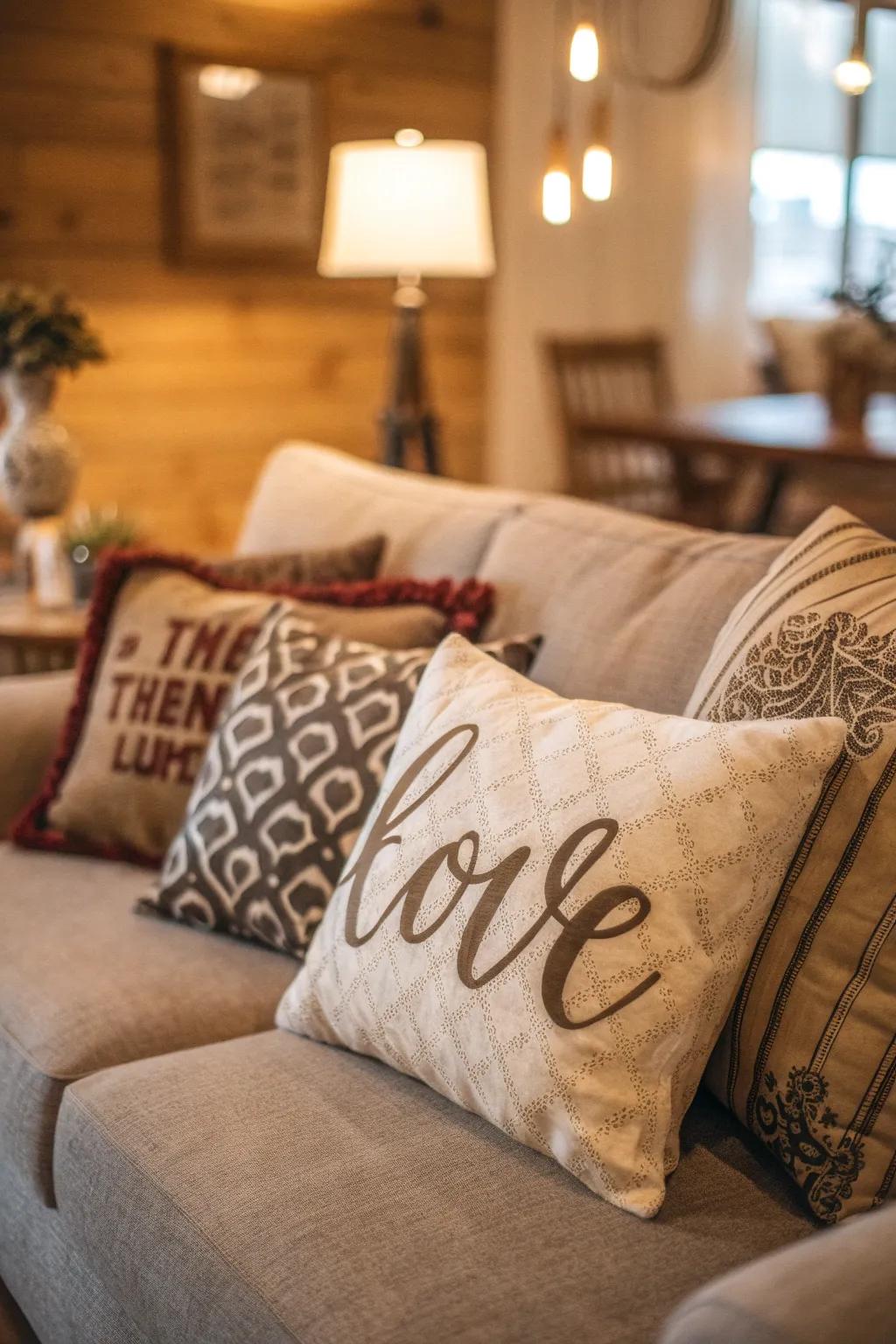 Textile typography brings unexpected charm.