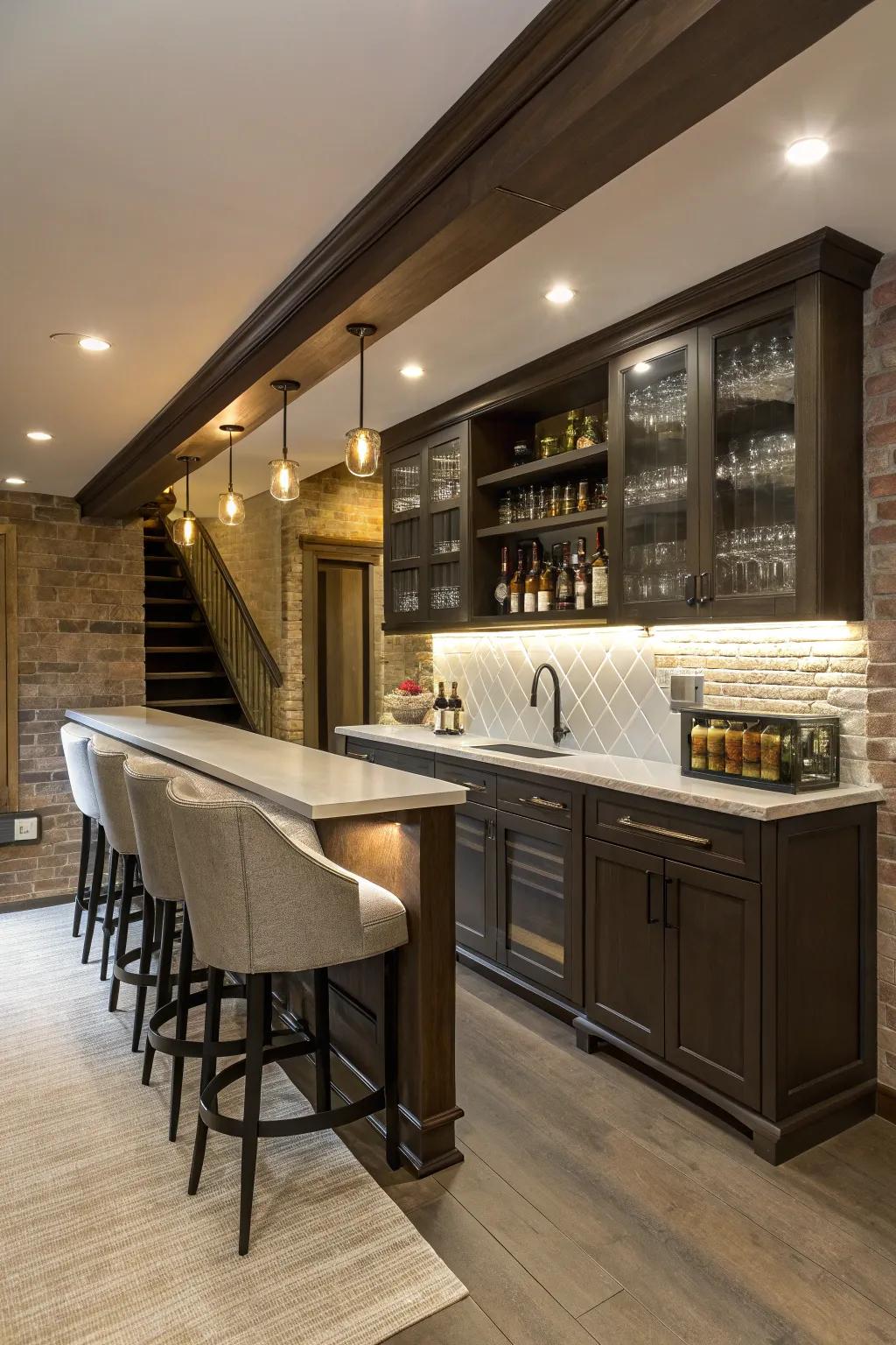 Smart organizing keeps the bar tidy and stylish.
