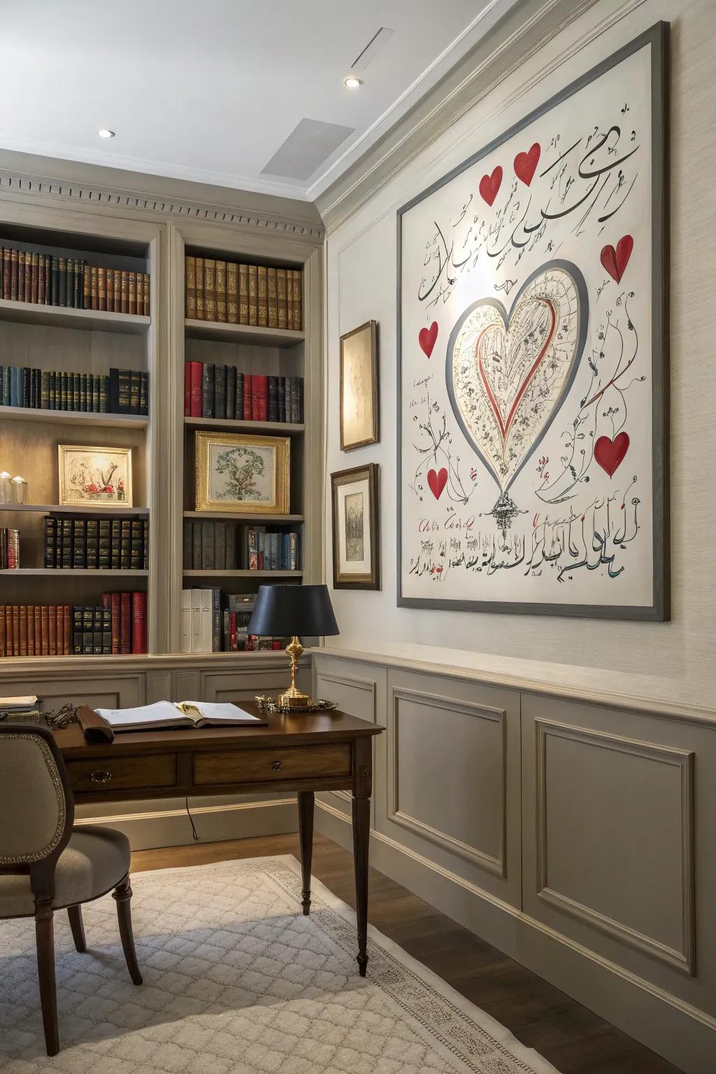 Romantic script paintings inject elegance and charm.