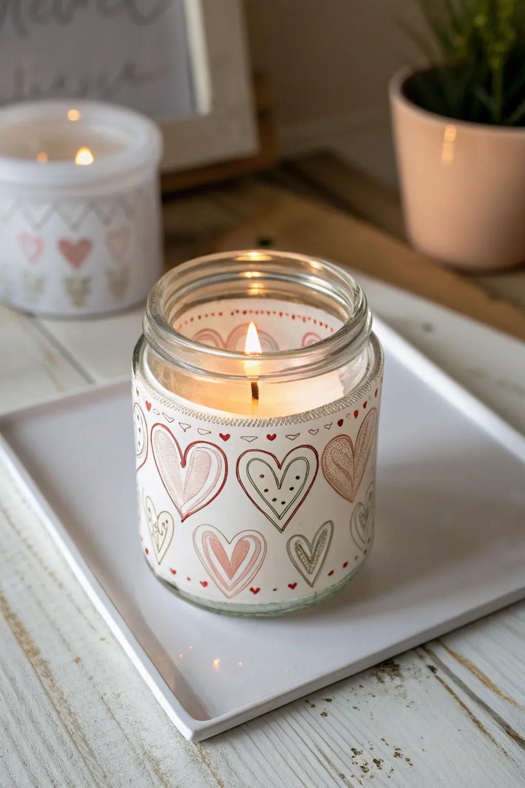 Illuminate your area with fondness and straightforwardness: Heart-patterned luminary vessels generating a tranquil Valentine's ambiance.