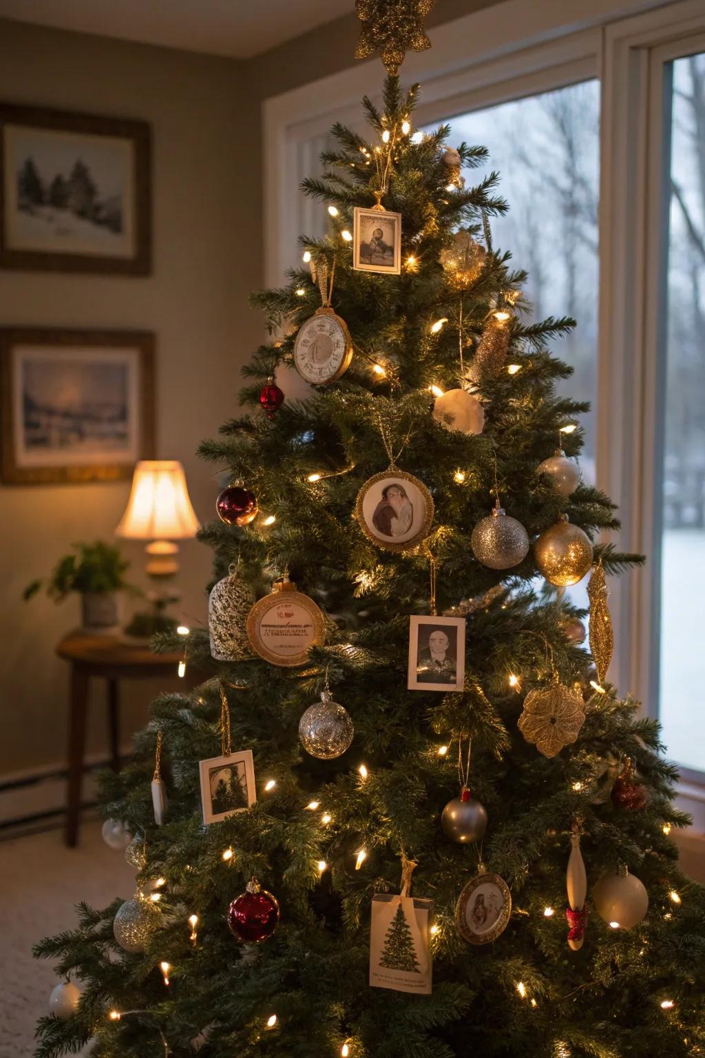Family treasures contribute a personal tale to the holiday decor.