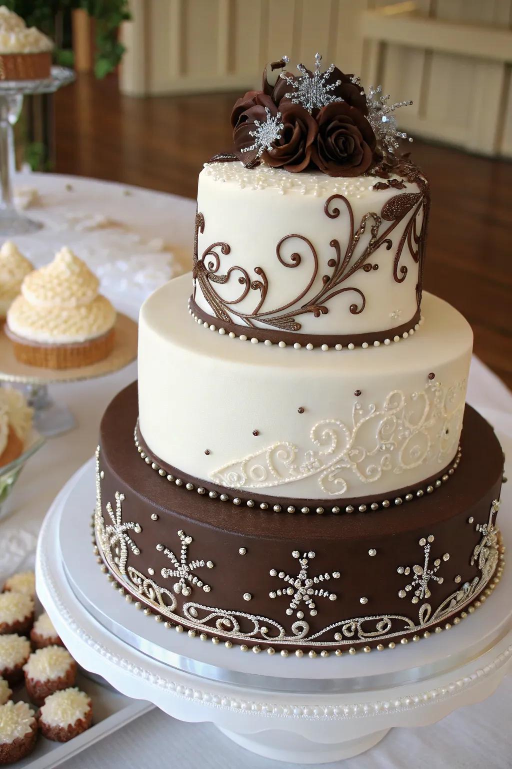 A wedding cake decorated with edible art for a genuine masterpiece.