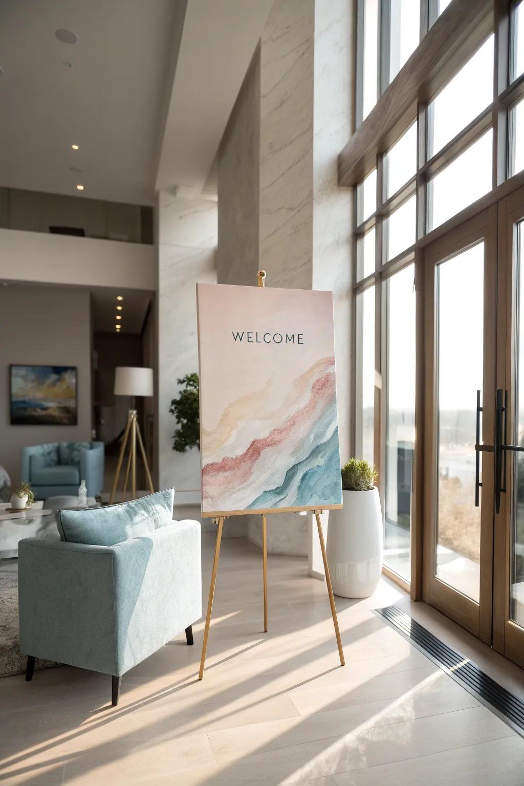Create an impression with an abstract art welcome .