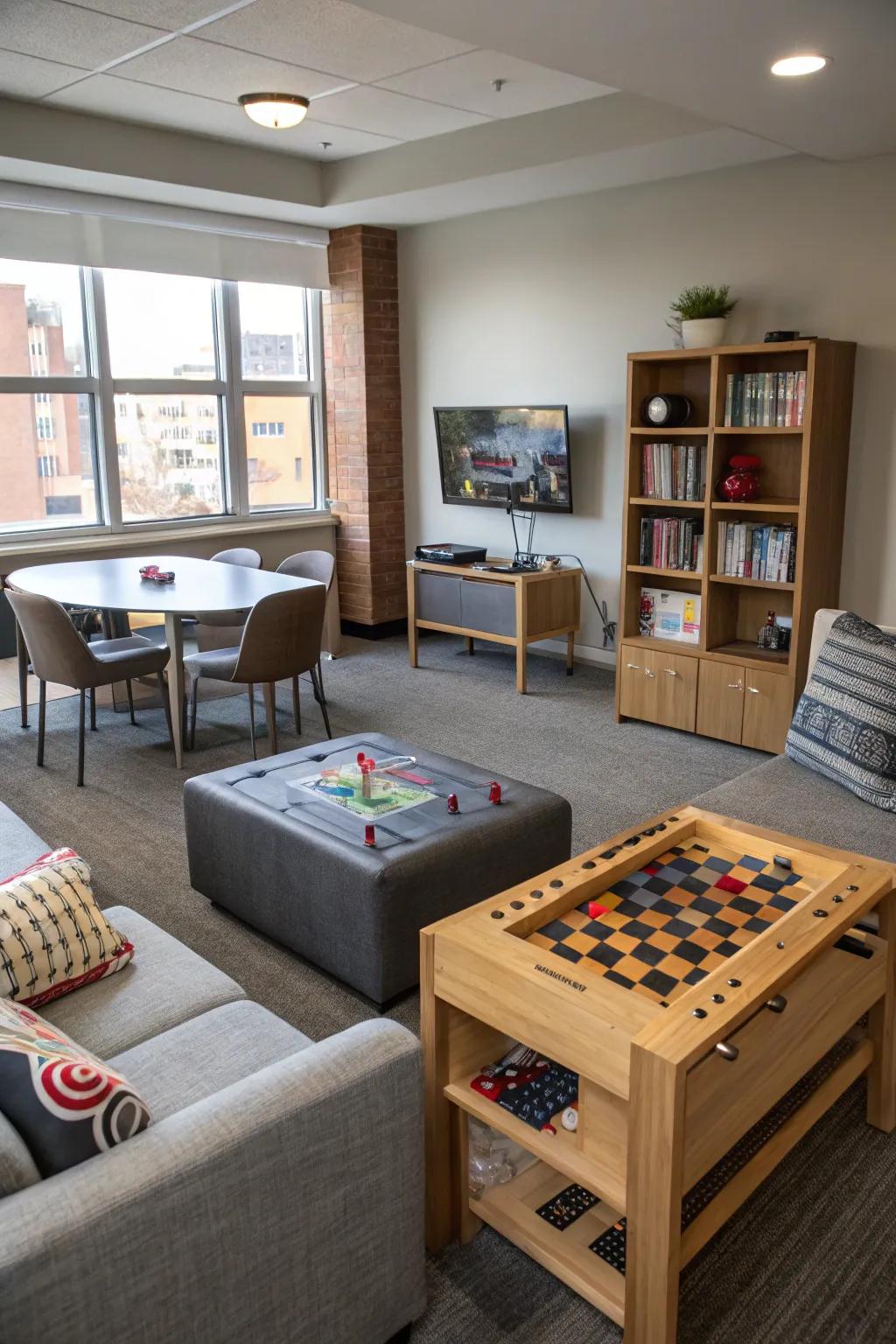 Flexible furniture enables adaptable arrangements within your gaming area.