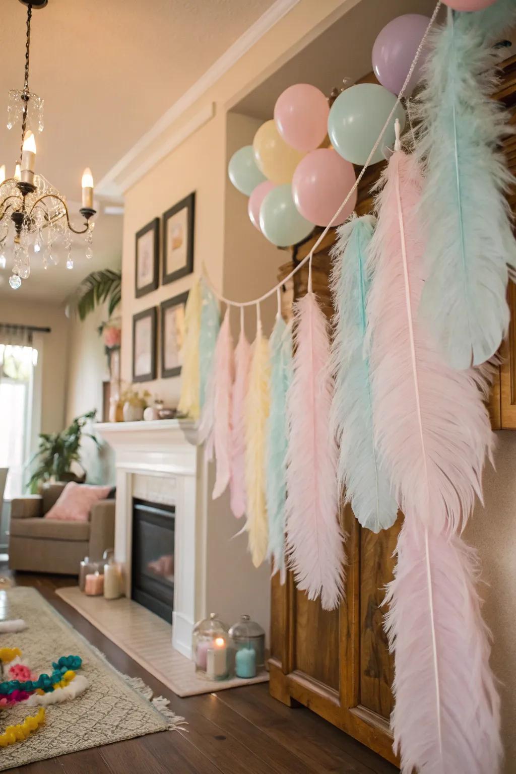 Add a whimsical touch through delicate feathers.